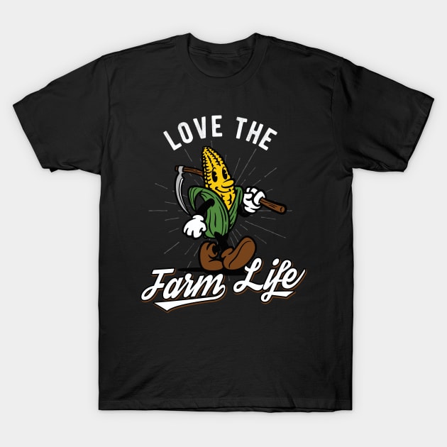 Love The Farm Life Corn Vintage Farmer T-Shirt by Foxxy Merch